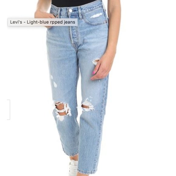 Levi's 501 Womens Jeans 30x26 Distressed Destroyed Blue Denim Button Fly - Picture 2 of 10